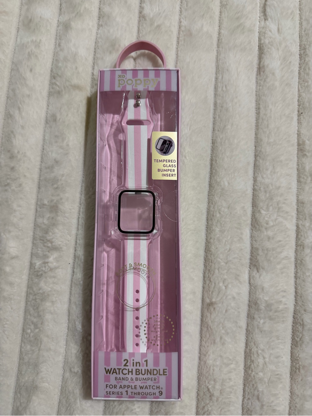 Poppy Barley Pink & White 2-In-1 Silicone Apple Watch Band — image 2 of 4